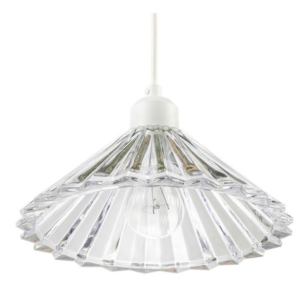 Modern Vertical Fluted Thick Clear Glass Pendant Ceiling Light Shade Image 5