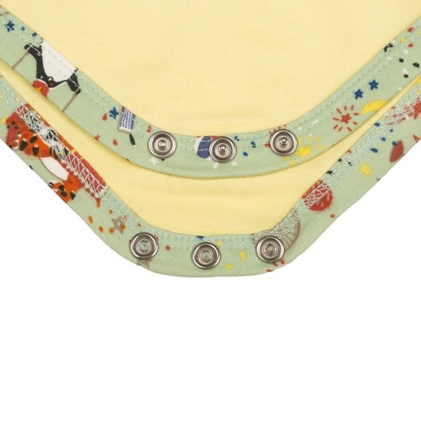 Luca and Rosa Showman Print Green & Yellow Baby Vest Set