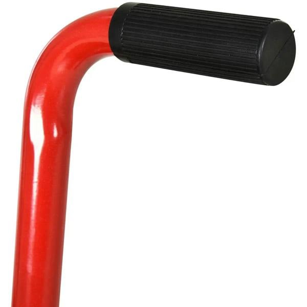 Red motorbike jack lift handle with black textured grip