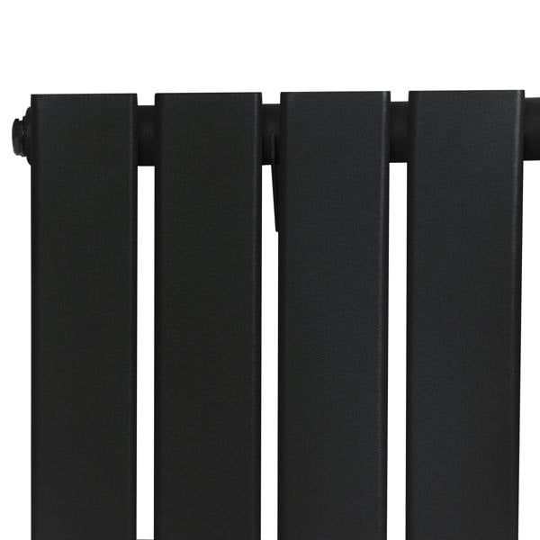Flat single column radiator in sleek black finish, featuring a modern design with smooth, matte texture and clean lines