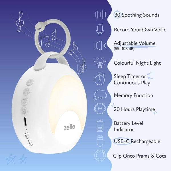 Zello YourVoice Portable Personalised White Noise Machine