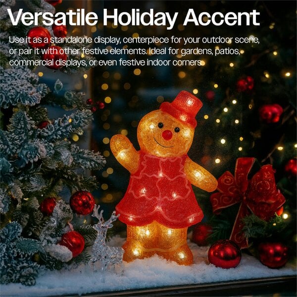 Scotts of Stow Xmas Haus 30cm Acrylic Festive Christmas LED Gingerbread Women Battery Operated