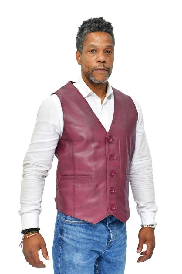 Infinity Leather Mens Classic Leather Waistcoat-Chester