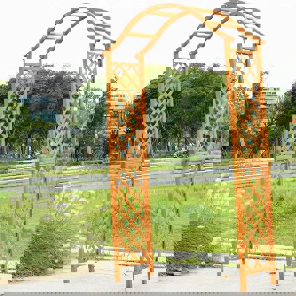 Gr8 Garden Garden Arch Wooden Pergola Feature Trellis Rose Climbing Plant Archway Tan Frame