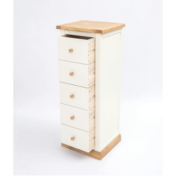 Cabinet Bits Trevi 5 Drawer Narrow Chest of Drawers Wood Knob