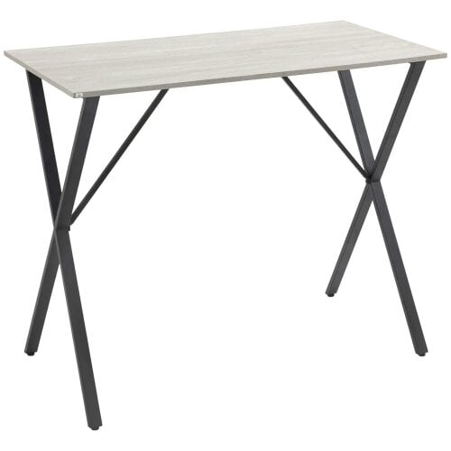 Bobobiy 120 cm Rectangular Bar Table for 4 People, Modern Breakfast Bar Table - Wood Effect Tabletop, Steel Legs, Coffee Desk for Living Room, White