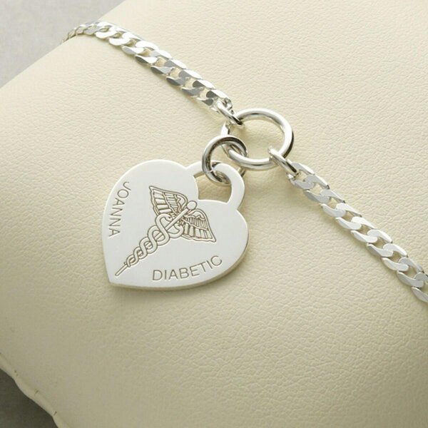 Christopher James of London Sterling Silver Medic Heart Charm Bracelet With Engraving