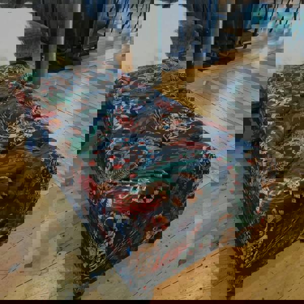 Rectangular handmade buttoned ottoman storage box UK
