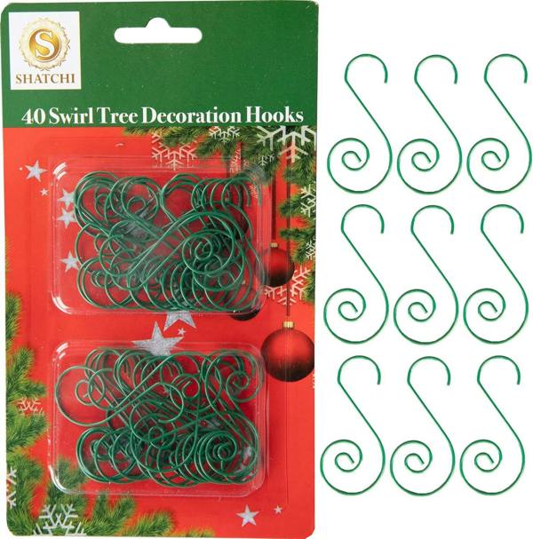 40 Pcs Green Swirl Tree Decoration Hooks for Secure Ornament Hanging image 1
