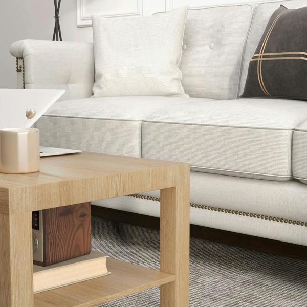 Wyld Haus Wooden 90cm Natural Finish Rectangular Coffee Table with Bottom Shelf