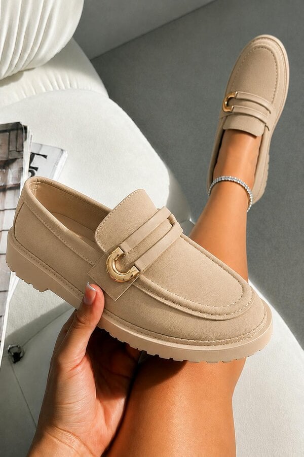 Love Lemonade Comfort Darcy Buckle Everyday Chunky Loafers Nude