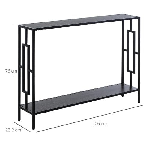 Wyld Haus Comi 106cm Metal And Wooden Grey And Black Narrow Industrial Console Table With Bottom Shelf
