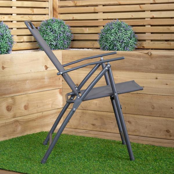 Samuel Alexander Multi-Position Folding Garden Patio Single Chair in Grey