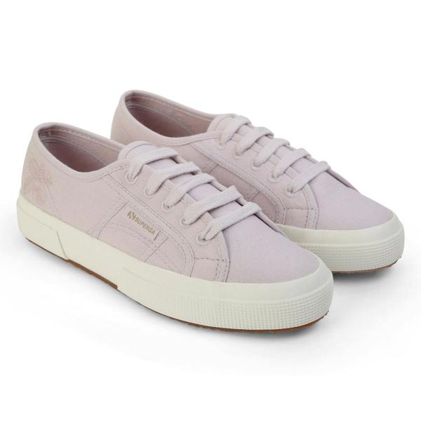 Superga Womens/Ladies Leaves Natural Dyed Embroidered Trainers - Pink Magenta Leaves - 
