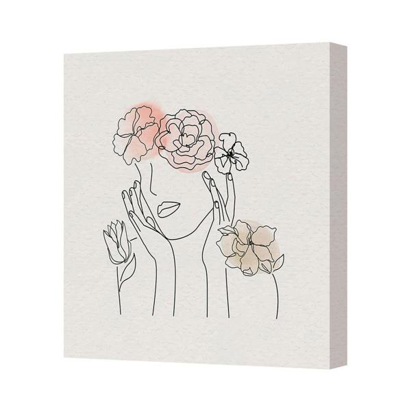 Benjamin Tate Design Floral Line Art Canvas Print With Deep Wooden Frame Gallery Wrap