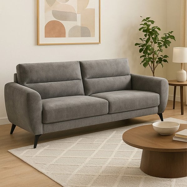 Furnishings For Less Leo Grey Seoul Battleshop Fabric 3 Seater