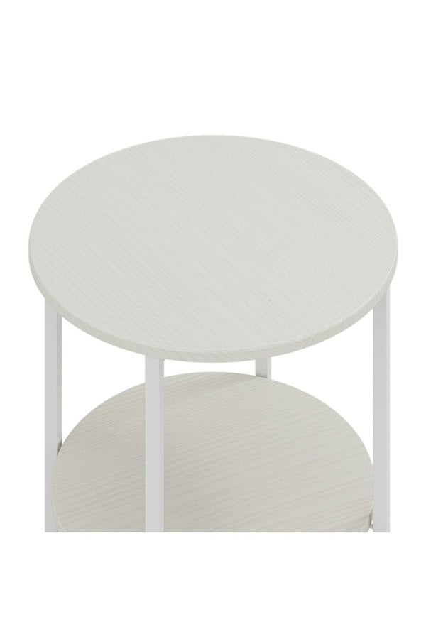 Living and Home White Small Round Coffee Table with 2 Tier