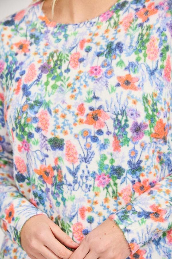 Mudflower Floral Print Fluffy Jumper