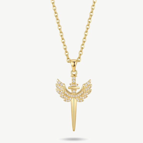 Muchv Sparkling Sword With Wings Necklace in Gold or Silver