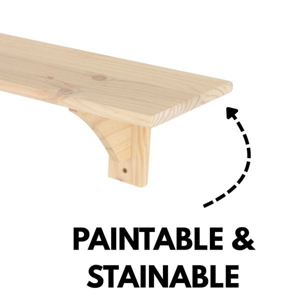 Core Products Complete Shelf Kit, Solid Pine Unfinished Board & 2 Brackets