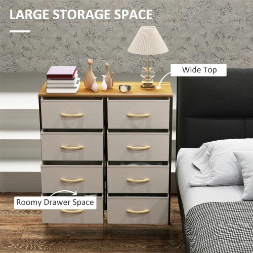 Wyld Haus Neyo Metal And Fabric Cream White 8 Drawer Industrial Storage Dresser With Steel Frame
