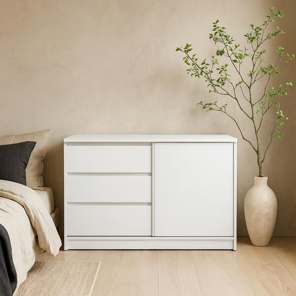 Wyld Haus Budapest White Wooden Storage Unit 1 Door 3 Drawers