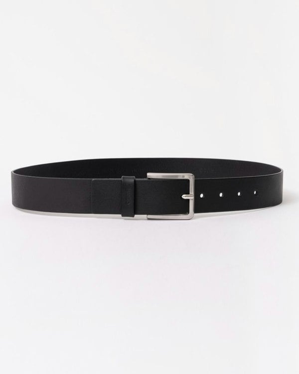 HUGO Gionios Mens Grainy Embossed-Leather Belt with Brushed Metal Hardware NOS