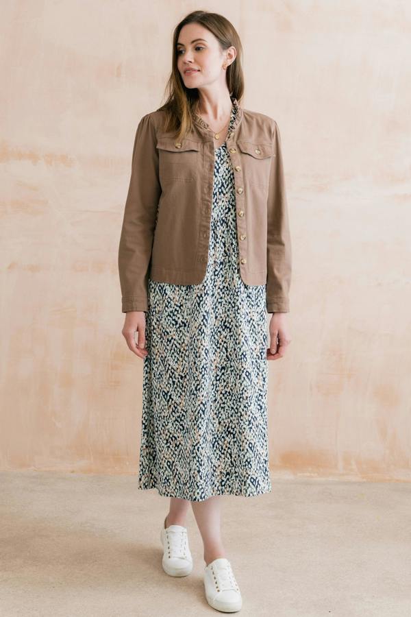 Lily & Me Shine Printed Organic Cotton Jersey Dress Navy