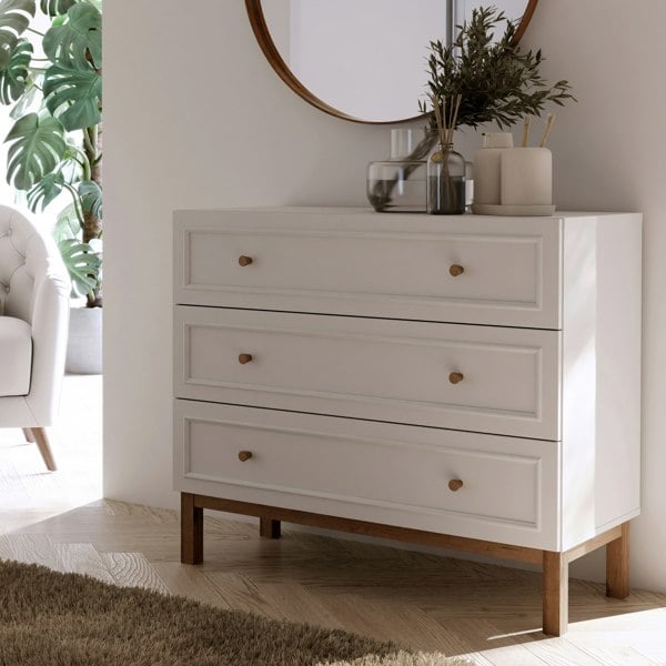 Furniture To Go Wensley 3 Drawer Chest in Light Grey and Oak