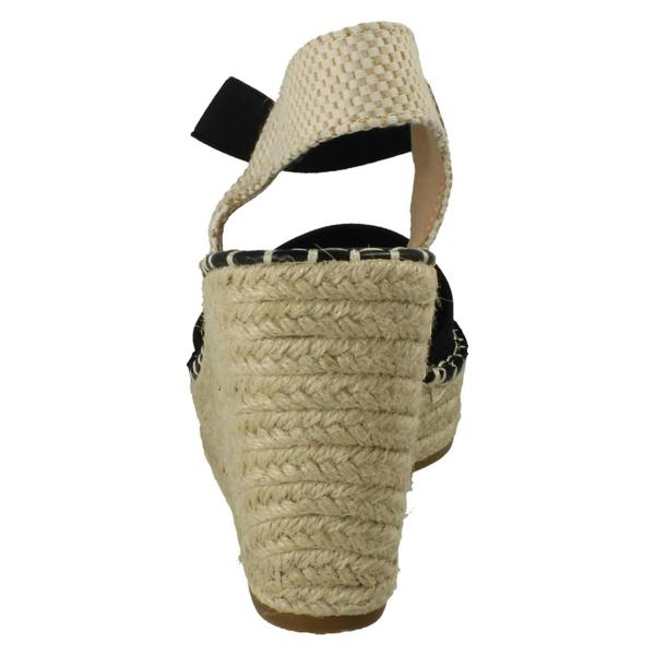 Savannah Ladies Savannah High Wedge Espadrille Slip On Summer Shoes Sandals F2305