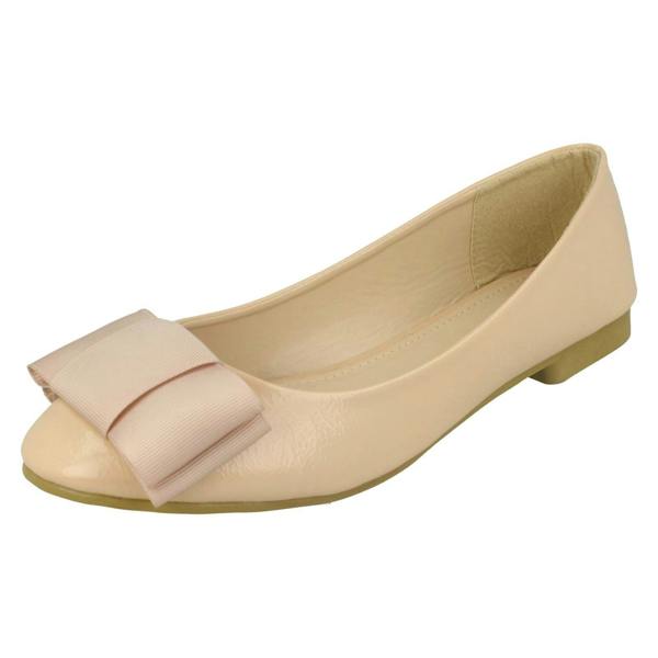Spot On Ladies Spot On Crinkle Patent Ballerinas