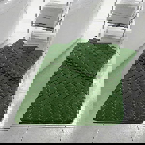 HomeSpace Direct Memory Foam Blocks Anti Slip Bath Mat Set 2 Piece