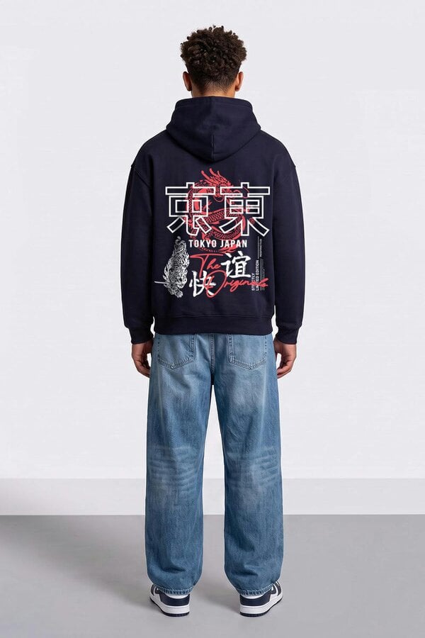 London Attitude Relaxed Fit Tokyo Japan Graphic Hoodie