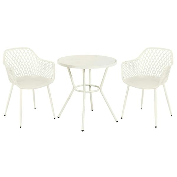 Core Products 3 Piece Bistro Garden Set, Pair Of Lattice Armchairs & Round Plastic Table, Moss Green