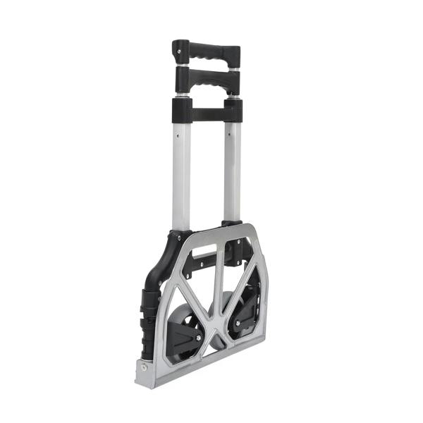 Compact folding hand truck trolley with telescoping handle and two caster wheels