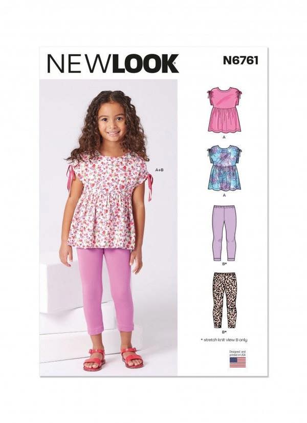 New Look Sewing Pattern 6761, Tops, Leggings for Kids, 3-4-5-6-7-8 - Intermediate