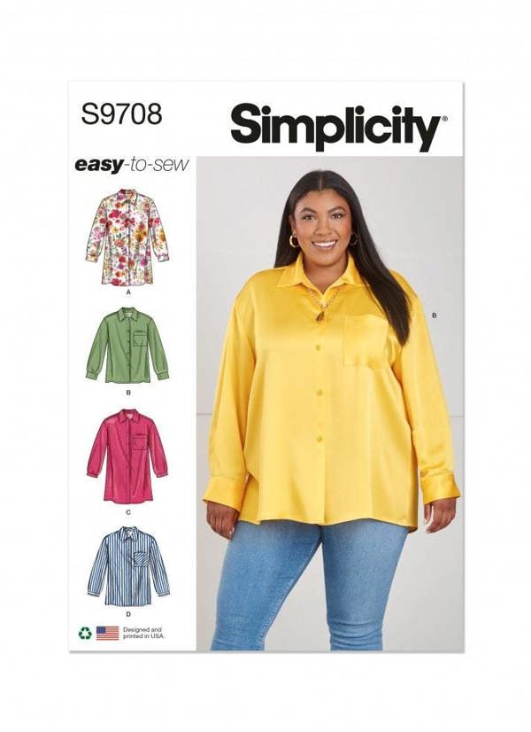 Simplicity Sewing Pattern 9708, Tops, Shirts for Women, W2 (20W-22W-24W-26W-28W) - Easy