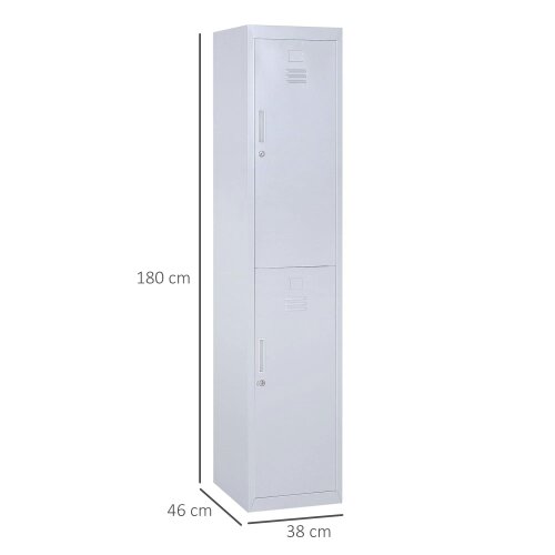 Wyld Haus Marino 180cm Light Grey Metal Tall Locker Storage Cabinet With Internal Shelves