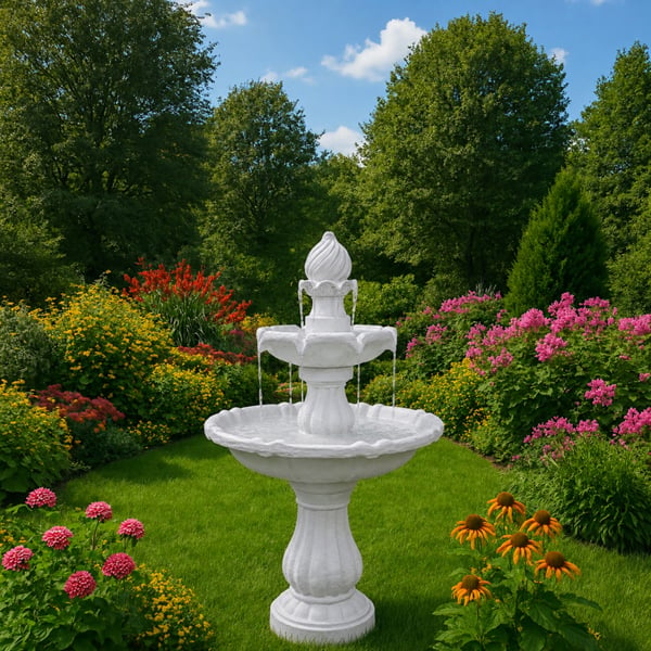 Homeology Aruna Elegant 3-Tier Outdoor Water Fountain Self-Contained Stunning Garden Feature with Cascading Waterfall
