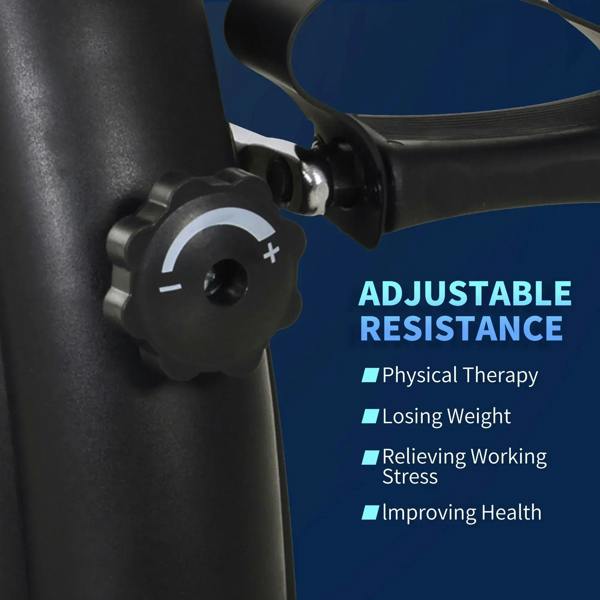 Black mini exercise bike resistance dial with adjustable knob on side