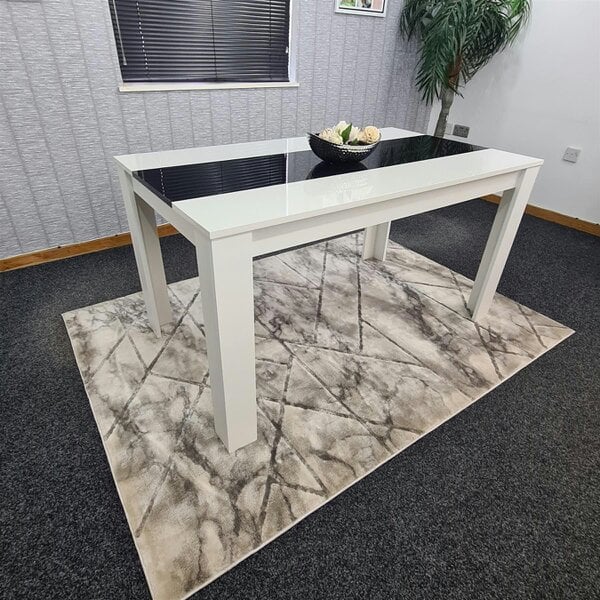 Kosy Koala Dining Table Wood Kitchen Place for 6 Seats, Dining Table Only (White and Black H 75 x L 140 x W 80 cm)