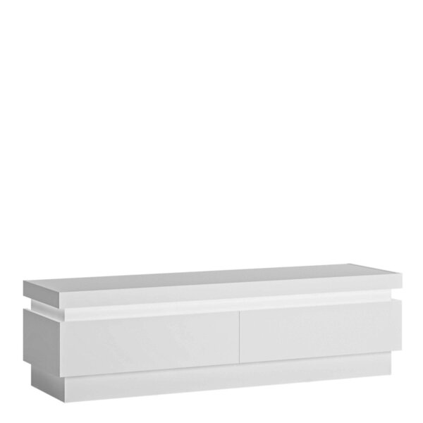 Wyld Haus Hjorring White Gloss TV Cabinet 2 Drawer TV Cabinet with LED Lights