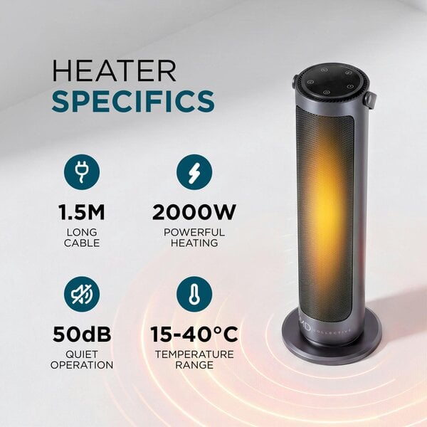 DMD Collective 20" Ceramic Tower Heater with Remote & Timer 2000W