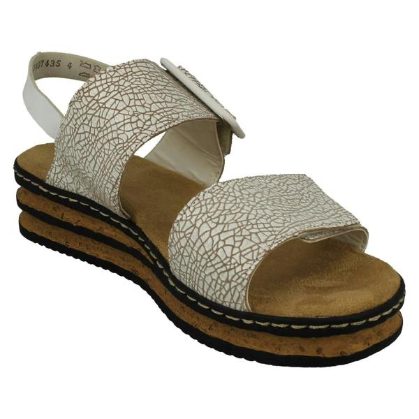 Rieker Ladies Rieker Buckle Detailed Adjustable Wedge Heeled Sandals 62950