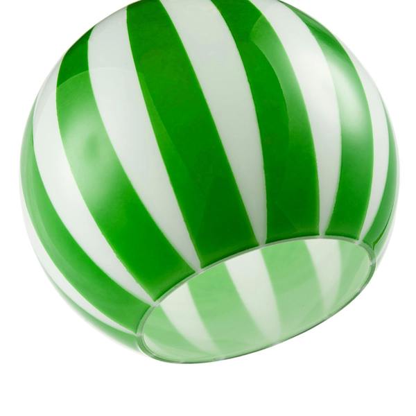 Green and White Striped High Gloss Glass Globe Pendant Light Shade Image 4