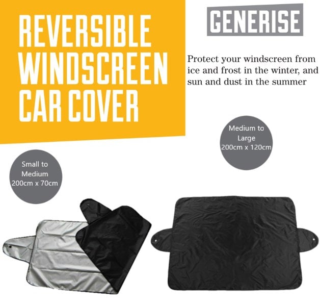 Windscreen Car Cover Frost, Ice, Snow & Sun Protector - Medium to Large Windscreens (200cm x 120cm)