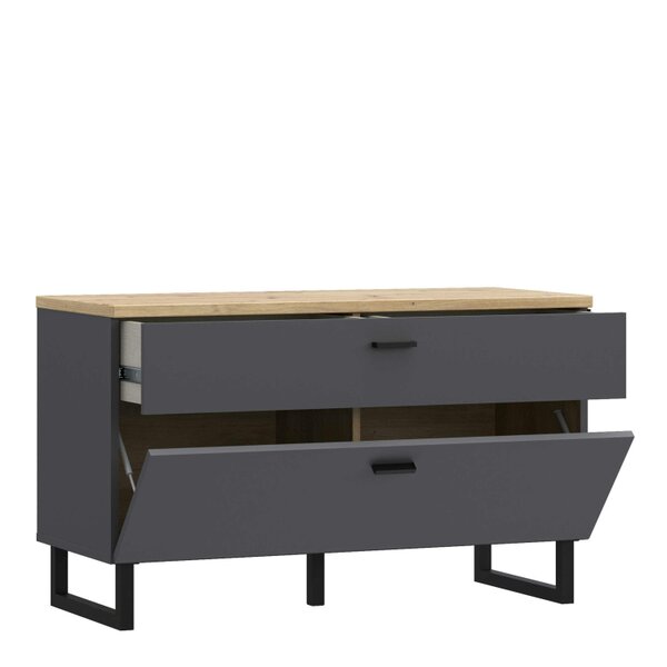 Wyld Haus Gothenburg Grey and Oak TV Unit 1 Door 1 Drawer