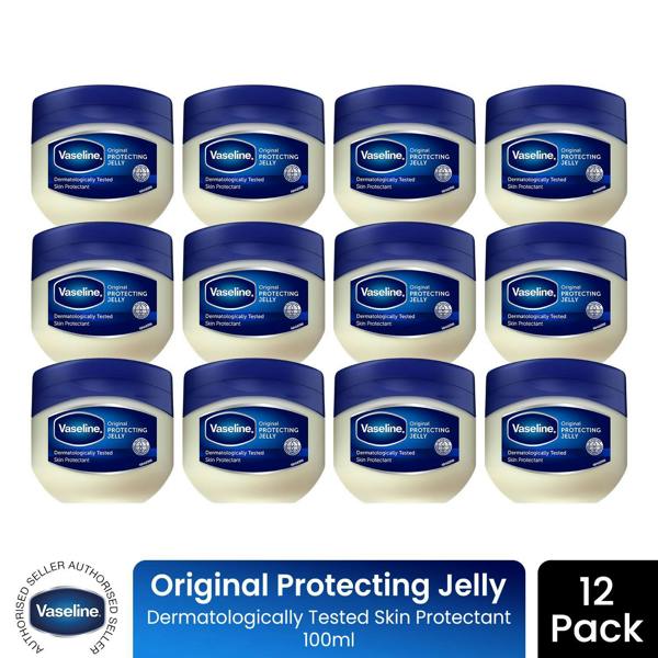 Vaseline Petroleum Jelly Original Skin Protectant Sensitive Skin 100ml, 12 Pack