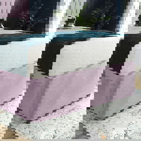 Casa Magna Marcelo Upholstered Soft Velvet Bed Frame - Pink