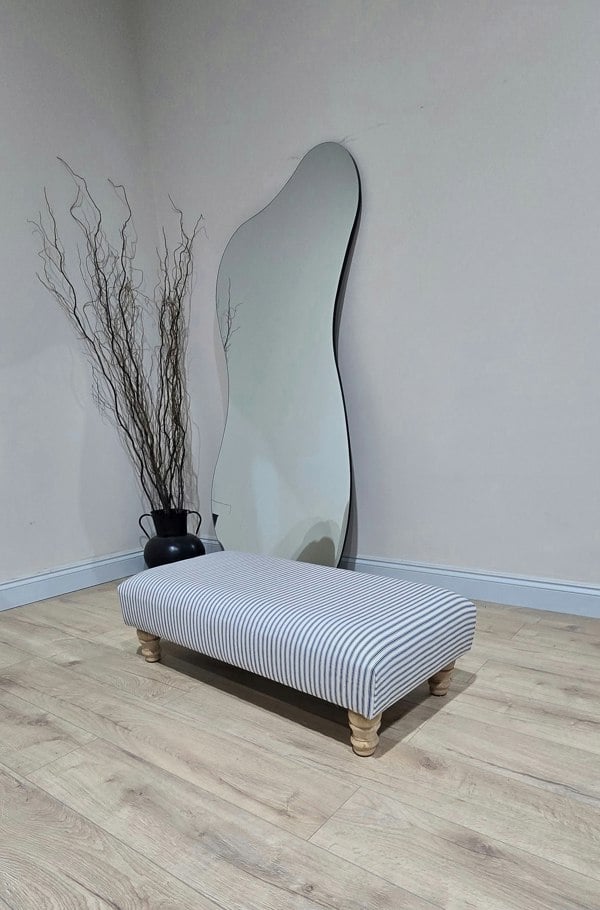 ISTOOLS Blue Stripe footstool non storage